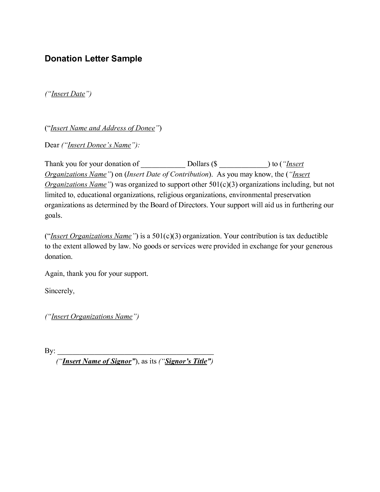 Letter Template For Donations Request
