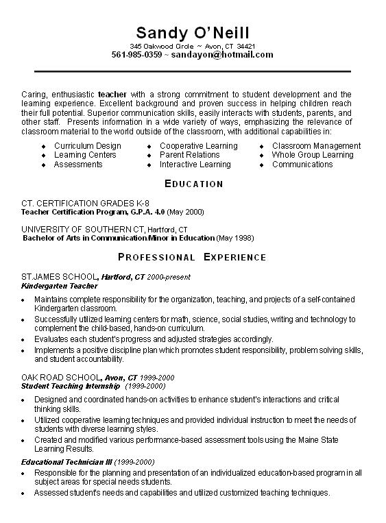 Cover letter and resume for educators