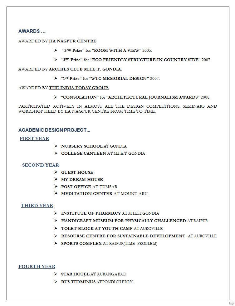 Architect Resume Sample