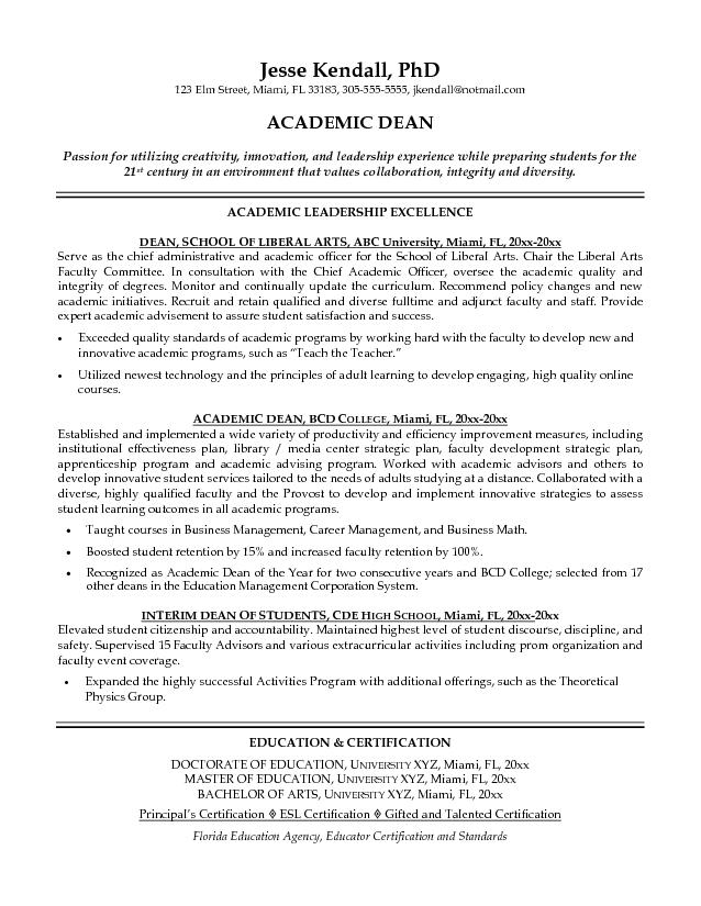 Sample resume academic advisor
