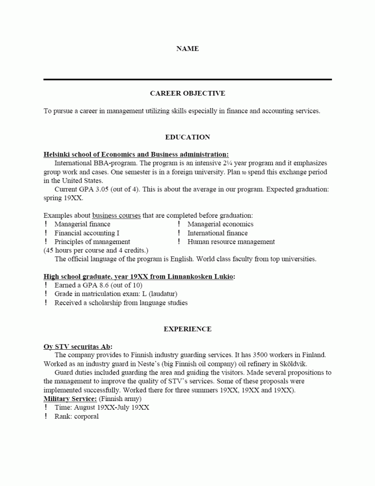 resume format normal pdf