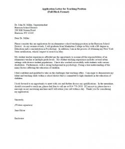 Teacher Application Letter Example • ALL DOCS