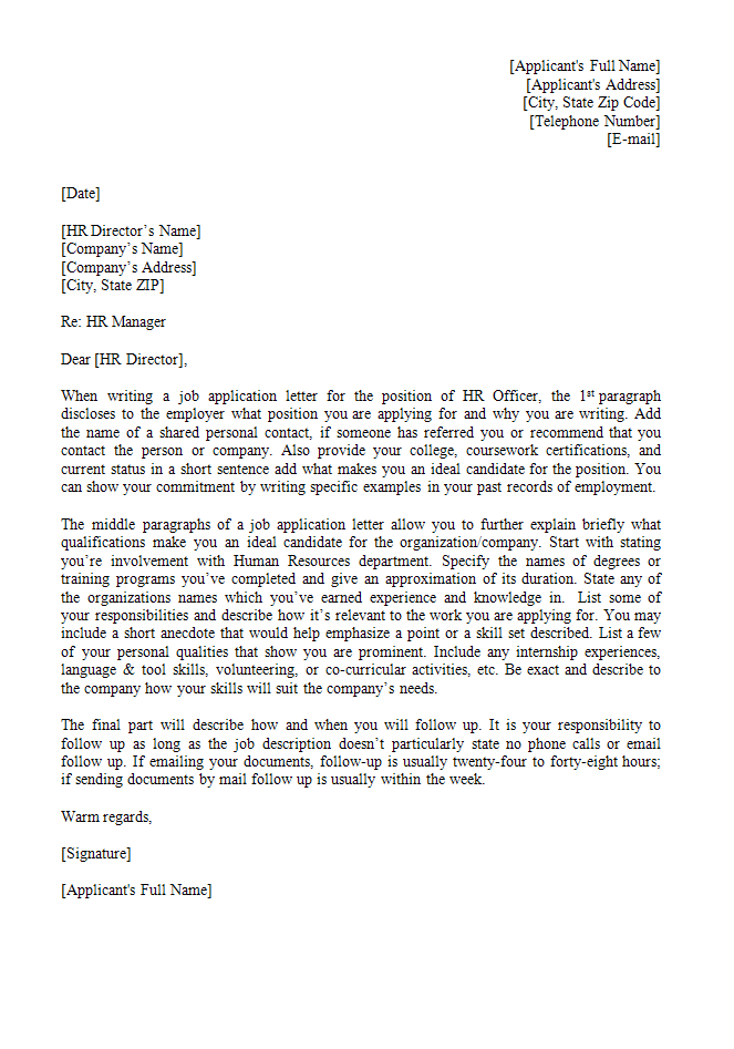 Sample Cover Letter For Human Resources Manager from www.all-docs.net