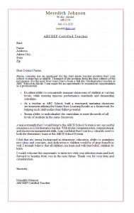 Job Application Letter For A Teacher • ALL DOCS