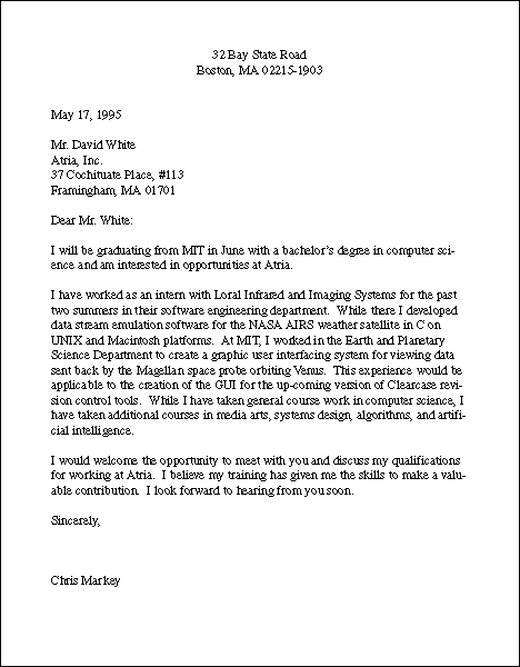 letter to apply job