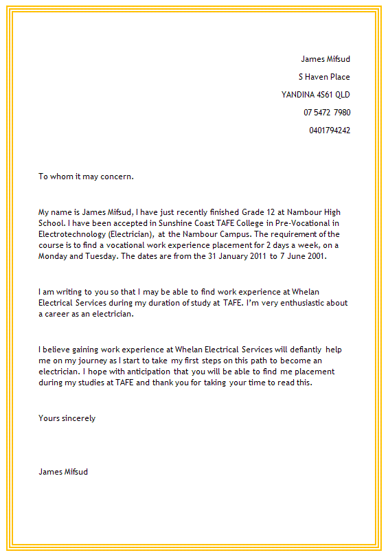 Writing a application letter 0f